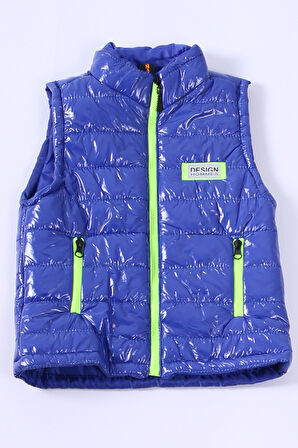 ERKEK ÇOCUK ŞİŞME YELEK DÜZ RENK FERMUAR CEPLİ E16 HCM00324