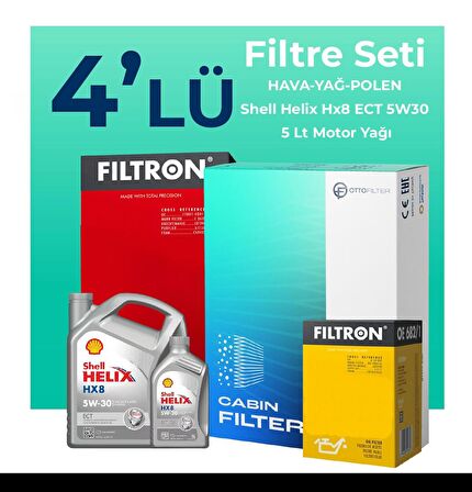 Filtron Renault Fluence 1.5 Dizel Filtre Bakım Seti Shell Motor Yağlı (2010-2016) 4 Lü
