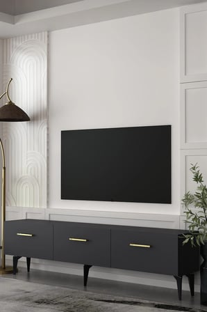 Cavello Tv Sehpası Ünitesi Tv Ünitesi 180 cm Antrasit - Altın