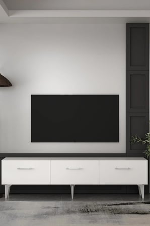 Cavello Tv Sehpası Ünitesi Tv Ünitesi 180 cm Beyaz - Gümüş