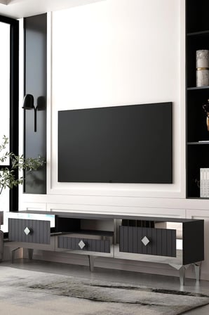 Serano Tv Sehpası Tv Ünitesi 180 cm Antrasit - Gümüş