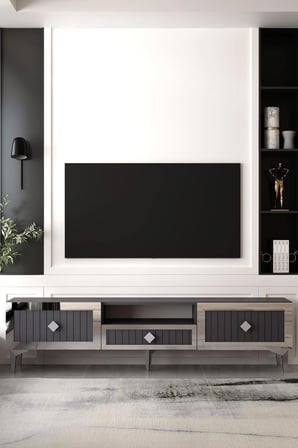 Serano Tv Sehpası Tv Ünitesi 180 cm Antrasit - Gümüş