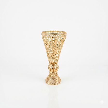 Gold Metal Kristal Taşlı Metal Vazo 30cm LKM071