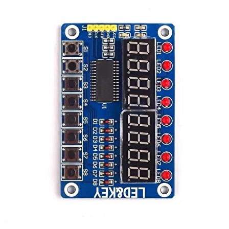 TM1638 8 Butonlu 8 Kırmızı LED Display Modülü