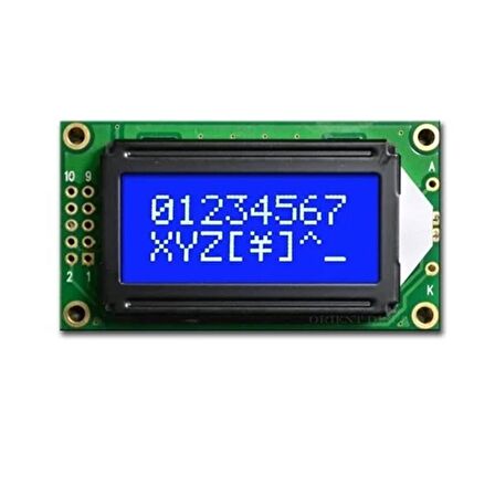 TC802C-10 2x8 Mavi LCD Ekran