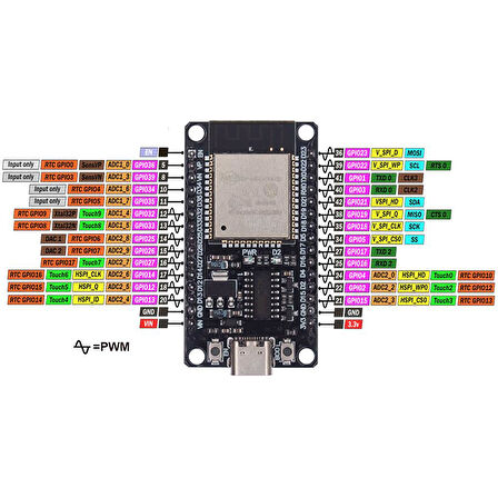 ESP-WROOM-32 WiFi Bluetooth Geliştirme Kartı (CH340 Chip - 30 Pin)