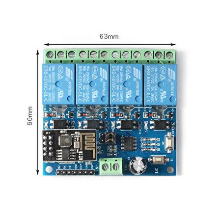 ESP8266 ESP-01 12V 4 Kanallı WiFi Röle Modülü - Akıllı Ev Uzaktan Kontrol Anahtarı