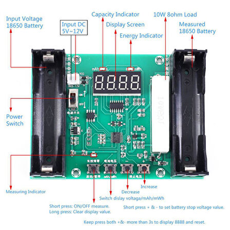 XH-M240 18650 Lityum-İyon Pil Kapasite ve Deşarj Enerji Test Cihazı