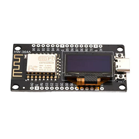 NodeMCU ESP8266 0.96 Inch OLED Ekran ile Birlikte Type-C Geliştirme Kartı