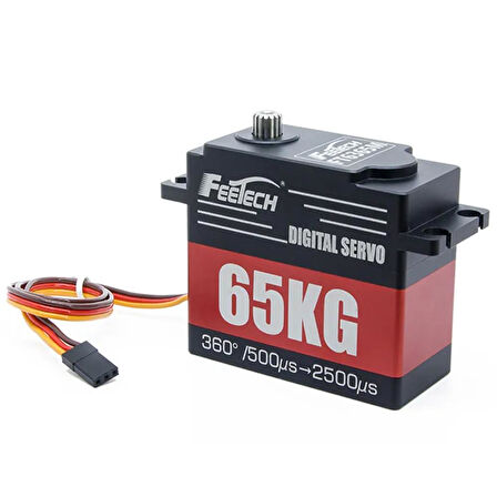 FeeTech FT6365M 360 Derece PWM 65KG Çelik Dişli Su Geçirmez Servo Motor