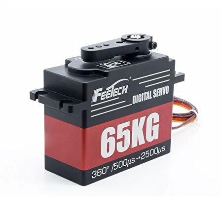 FeeTech FT6365M 360 Derece PWM 65KG Çelik Dişli Su Geçirmez Servo Motor