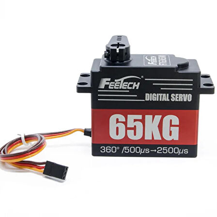 FeeTech FT6365M 360 Derece PWM 65KG Çelik Dişli Su Geçirmez Servo Motor