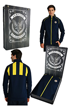 Fenerbahçe Lacivert Tribün Lazer Kutulu Çubuklu Erkek Sweatshirt