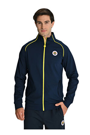 Fenerbahçe Lacivert Tribün Lazer Kutulu Çubuklu Erkek Sweatshirt