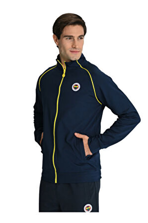 Fenerbahçe Lacivert Tribün Lazer Kutulu Çubuklu Erkek Sweatshirt
