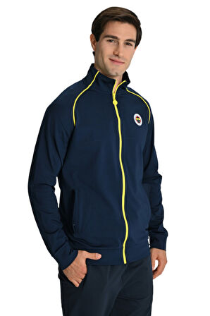 Fenerbahçe Lacivert Tribün Lazer Kutulu Çubuklu Erkek Sweatshirt