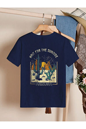 Unisex Pamuklu Arizona Ön Ve Arka Baskılı Tasarım T-shirt