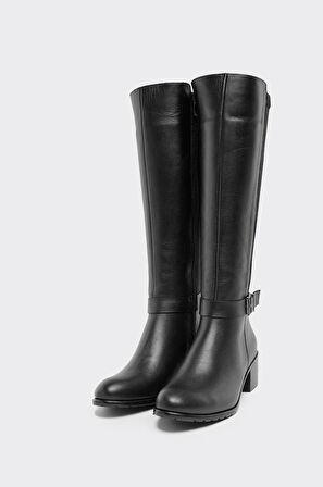 Bilekten Kemerli Hakiki Deri Fermuarlı Kadın Çizme