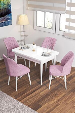 Rovena Lera Beyaz 70x110 Sabit Mdf Mutfak Masası Takımı 4 Adet Sandalye