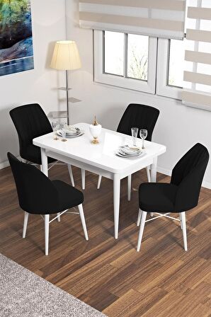Rovena Lera Beyaz 70x110 Sabit Mdf Mutfak Masası Takımı 4 Adet Sandalye