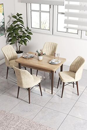 Rovena Lera Meşe 70x110 Sabit Mdf Mutfak Masası Takımı 4 Adet Sandalye