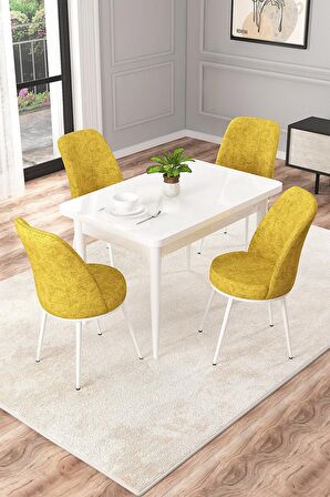 Rovena Duru Beyaz 70x110 Sabit Mdf Mutfak Masası Takımı 4 Adet Sandalye