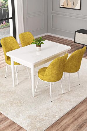 Rovena Duru Beyaz 70x110 Sabit Mdf Mutfak Masası Takımı 4 Adet Sandalye