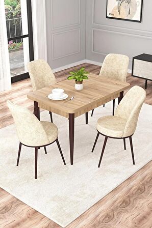 Rovena Duru Meşe 70x110 Sabit Mdf Mutfak Masası Takımı 4 Adet Sandalye