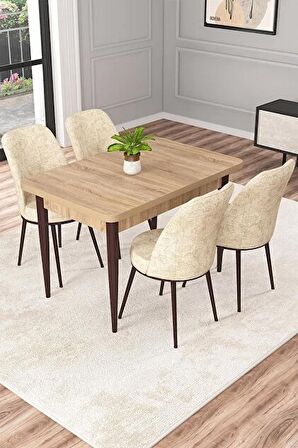 Rovena Duru Meşe 70x110 Sabit Mdf Mutfak Masası Takımı 4 Adet Sandalye