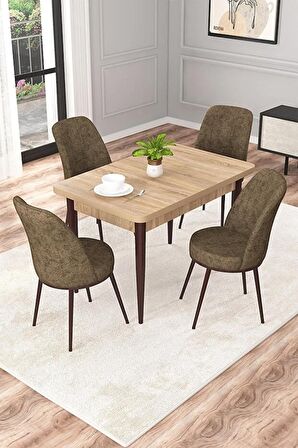 Rovena Duru Meşe 70x110 Sabit Mdf Mutfak Masası Takımı 4 Adet Sandalye