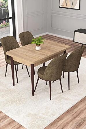 Rovena Duru Meşe 70x110 Sabit Mdf Mutfak Masası Takımı 4 Adet Sandalye