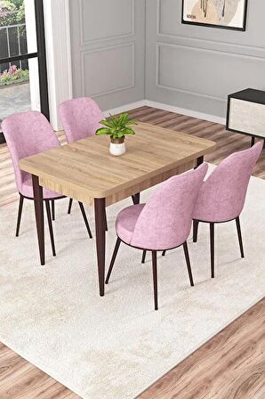 Rovena Duru Meşe 70x110 Sabit Mdf Mutfak Masası Takımı 4 Adet Sandalye