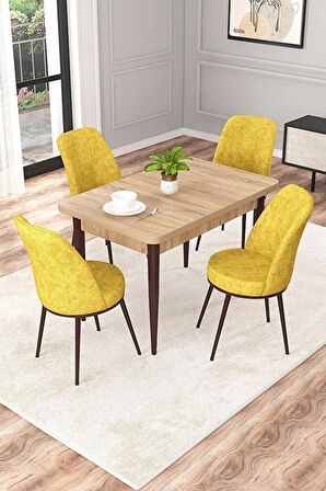 Rovena Duru Meşe 70x110 Sabit Mdf Mutfak Masası Takımı 4 Adet Sandalye