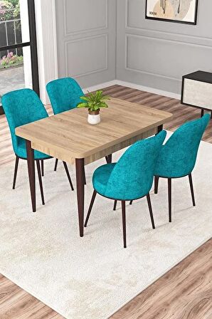 Rovena Duru Meşe 70x110 Sabit Mdf Mutfak Masası Takımı 4 Adet Sandalye