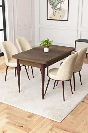 Rovena Duru Barok 70x110 Sabit Mdf Mutfak Masası Takımı 4 Adet Sandalye