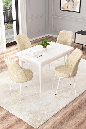 Rovena Raum Beyaz 70x110 Sabit Suntalam Mutfak Masası Takımı 4 Adet Sandalye