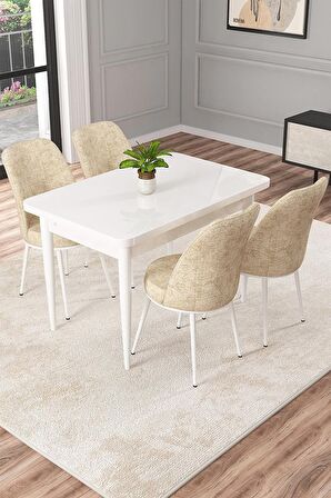 Rovena Raum Beyaz 70x110 Sabit Suntalam Mutfak Masası Takımı 4 Adet Sandalye