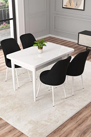 Rovena Raum Beyaz 70x110 Sabit Suntalam Mutfak Masası Takımı 4 Adet Sandalye