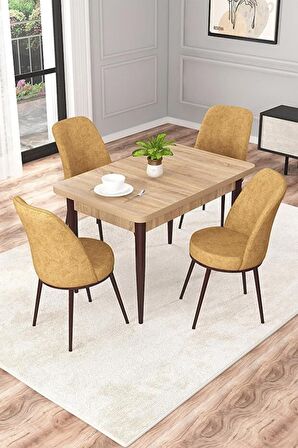 Rovena Raum Meşe 70x110 Sabit Suntalam Mutfak Masası Takımı 4 Adet Sandalye
