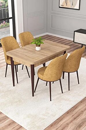 Rovena Raum Meşe 70x110 Sabit Suntalam Mutfak Masası Takımı 4 Adet Sandalye