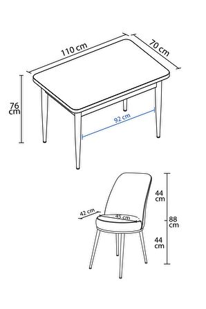 Rovena Raum Meşe 70x110 Sabit Suntalam Mutfak Masası Takımı 2 Adet Sandalye