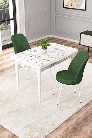 Rovena Raum Beyaz Mermer 70x110 Sabit Suntalam Mutfak Masası Takımı 2 Adet Sandalye
