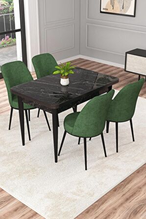 Rovena Raum Siyah Mermer 70x110 Sabit Suntalam Mutfak Masası Takımı 4 Adet Sandalye