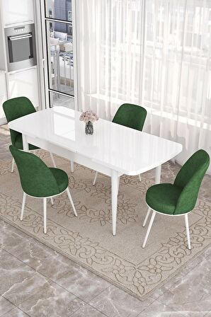 Rovena Bade Beyaz 70x114 Açılabilir Mdf Mutfak Masası Takımı 4 Adet Sandalye