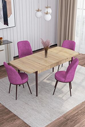 Rovena Bade Meşe 70x114 Açılabilir Mdf Mutfak Masası Takımı 4 Adet Sandalye