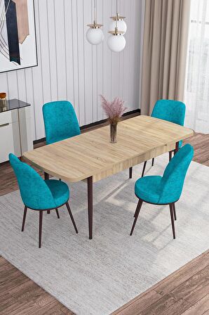 Rovena Bade Meşe 70x114 Açılabilir Mdf Mutfak Masası Takımı 4 Adet Sandalye