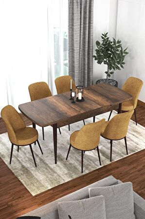 Rovena Bade Barok 70x114 Açılabilir Mdf Mutfak Masası Takımı 6 Adet Sandalye