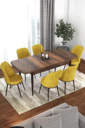 Rovena Bade Barok 70x114 Açılabilir Mdf Mutfak Masası Takımı 6 Adet Sandalye