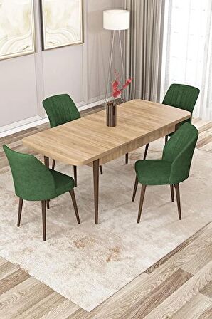 Rovena Lora Meşe 70x114 Açılabilir Mdf Mutfak Masası Takımı 4 Adet Sandalye