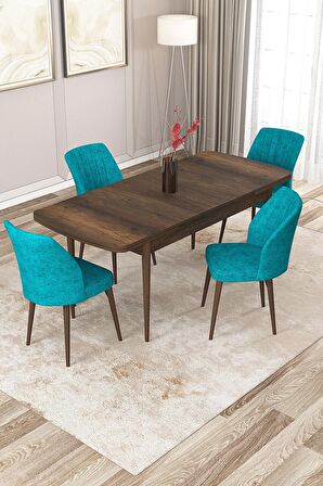 Rovena Lora Barok 70x114 Açılabilir Mdf Mutfak Masası Takımı 4 Adet Sandalye